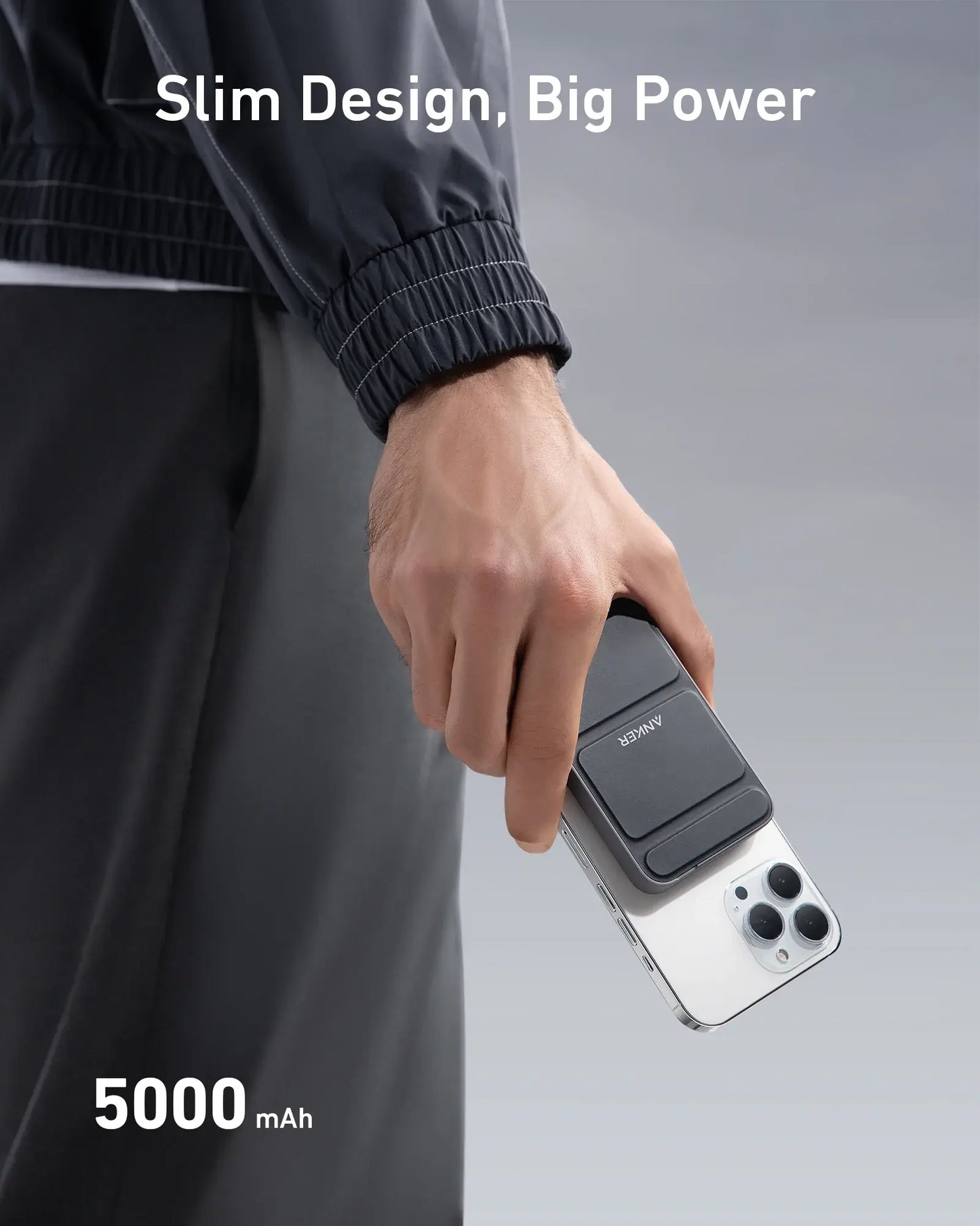 Anker 5,000mAh Magnetic Power Bank - Wireless Portable Charger with Foldable Stand and Side USB-C Port, Compatible with iPhone 17/16/15/14/13, Ideal for Summer and Father's Day Gifts