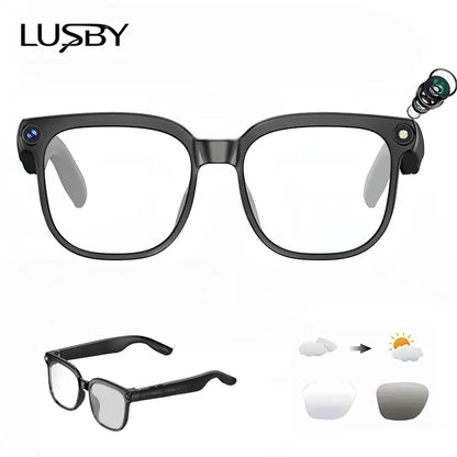 LUSBY Smart AI Camera Glasses with 8MP Photochromic Lenses, Touch Button Adjustment, Hands-Free Photography, Real-Time Translation in 160+ Languages, Bluetooth Connectivity, Wearable Video Recording, and UV Protection - Ideal for Travel and Outdoor Adventures, Perfect Easter Gift