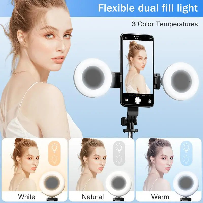 6-in-1 Selfie Stick with Fill Light, 67" Tripod, Wireless Remote Page Turner, Bluetooth Camera Remote, and Music Control for iPhone, iPad, iOS, and Android