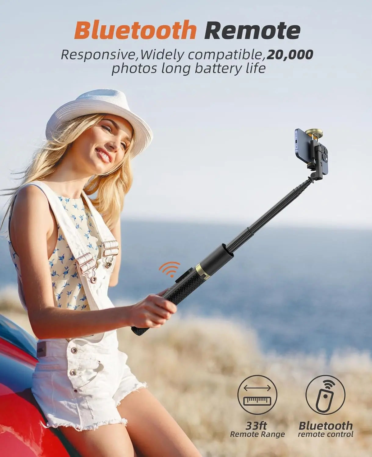 62-Inch Adjustable Phone Tripod and Selfie Stick with Remote Control - Lightweight and Portable Stand for iPhone and Android, Ideal for Selfies, Video Recording, and Vlogging