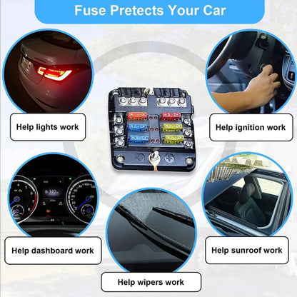 Car Fuse Kit, Car Fuse Circuit Detection Pen Tool, Multipurpose Car Blade Fuse Set with Box Clip Combination, Professional Car Repair Tool, Car Circuit Tester, Automotive Circuit Tester