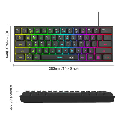 Magegee Keyboard TS91 Mini 60% Gaming Keyboard, RGB Backlit 61 Key Ultra-Compact Membrane Keyboard, TS91 Ergonomic Waterproof Office Computer Keyboard for PC, MAC, PS4, Xbox ONE Gamer(Black)