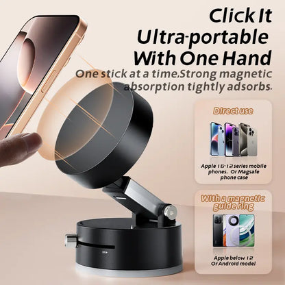 Upgraded 360° Adjustable Vacuum Magnetic Suction Phone Holder for Car, Gym, and Smooth Surfaces - Compatible with iPhone 16/15/14/13/12 Series