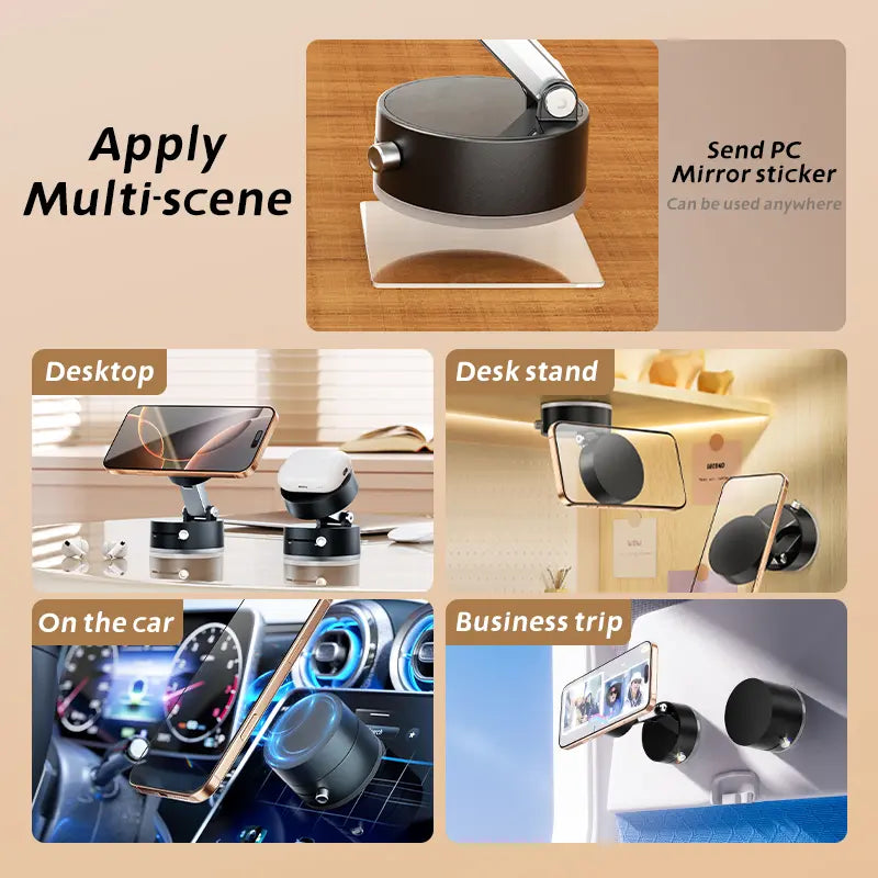 Upgraded 360° Adjustable Vacuum Magnetic Suction Phone Holder for Car, Gym, and Smooth Surfaces - Compatible with iPhone 16/15/14/13/12 Series