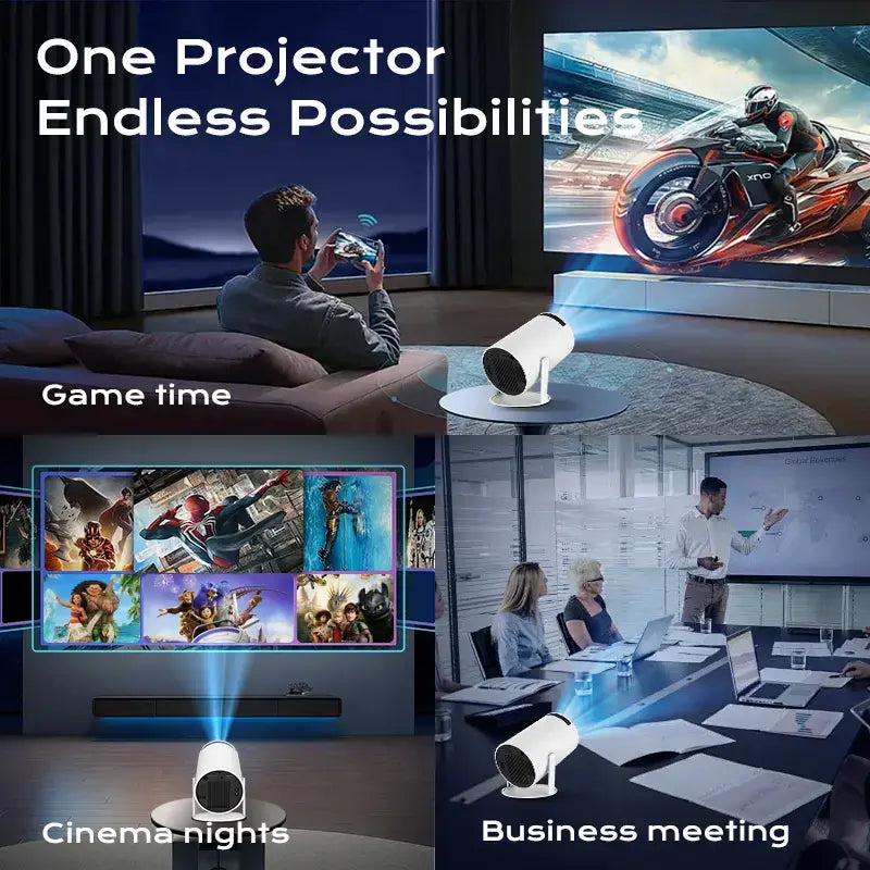 Hy300Pro+ Mini Projector with 290ANSI Lumens Auto Keystone Correction Dual-Band Wifi6 & Bluetooth 5.4 Android 14 1280X720P 4K Decode for Home Cinema Portable Movie Theater Gift - Audio 4K/1080P Support