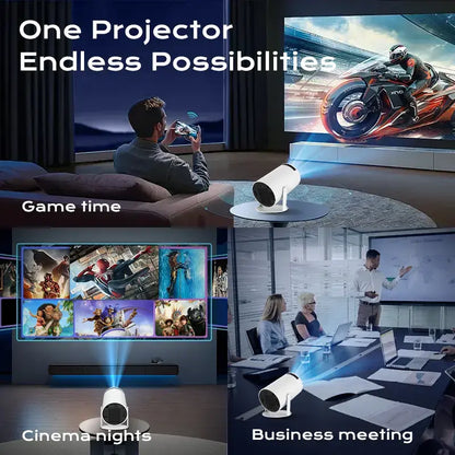 Hy300Pro+ Mini Projector with 290ANSI Lumens Auto Keystone Correction Dual-Band Wifi6 & Bluetooth 5.4 Android 14 1280X720P 4K Decode for Home Cinema Portable Movie Theater Gift - Audio 4K/1080P Support