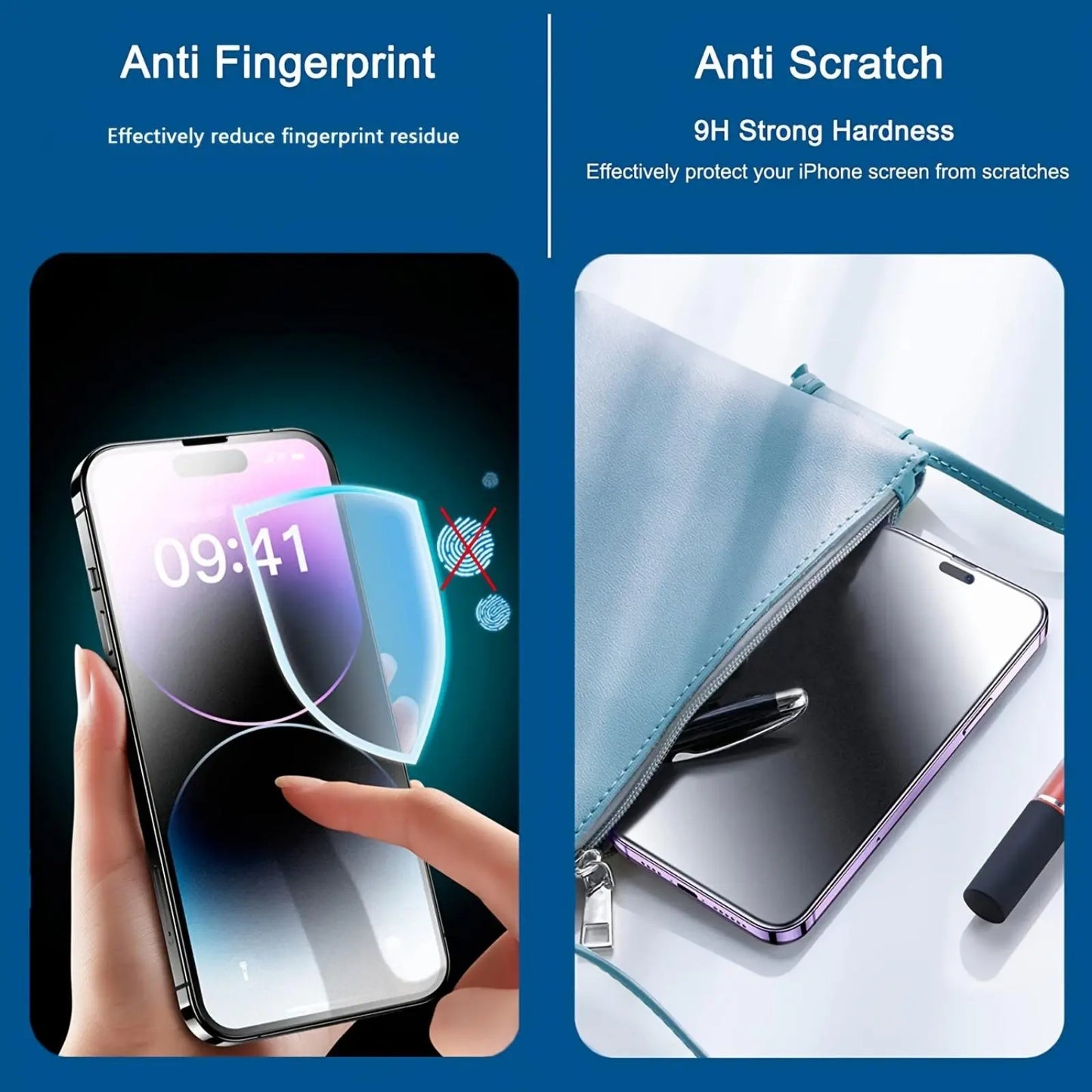 Privacy Screen Protector Film Set - Anti-Glare, Eye Protection, Scratch-Resistant Tempered Glass for iPhone 17/16/15/13/12/11 Pro Max