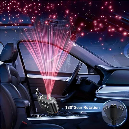 Starlight Roof Retractable Car Charger with Lightning Cable, Dual Charging Ports, and Quick Charge Adapter - 5-in-1 Automotive Solution with Red LED Lights