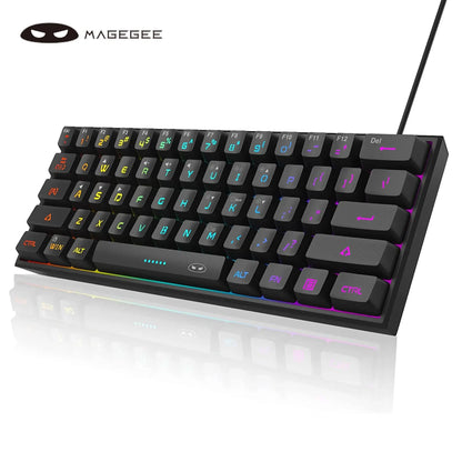 Magegee Keyboard TS91 Mini 60% Gaming Keyboard, RGB Backlit 61 Key Ultra-Compact Membrane Keyboard, TS91 Ergonomic Waterproof Office Computer Keyboard for PC, MAC, PS4, Xbox ONE Gamer(Black)