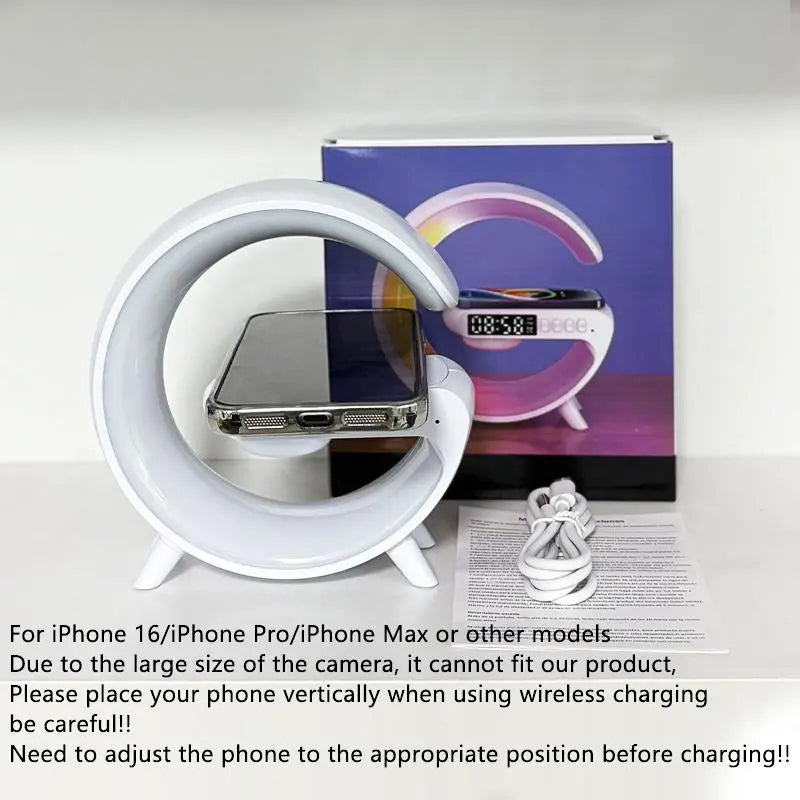 Multifunctional Wireless Charging Holder with Ambient Lighting and Alarm Clock - Creative Magnetic Speaker for Office, Bedroom, and Dormitory, Ideal Gift for Valentine's Day and Holidays