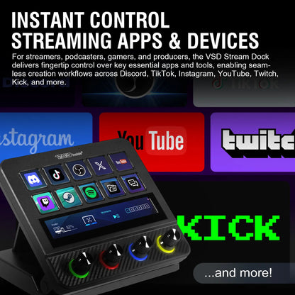 Vsdinside N4 Pro - All-in-One Customizable Keyboard Control Center with 10 LCD Keys, 4 Smart Knobs, and Touch Bar for Gaming, Streaming, and Content Creation on Mac & Windows