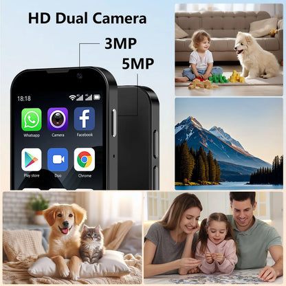 BLKE Mini Phone 3.0 Inch HD Touchscreen Kids' Toy Cellphone GPS Portable Lightweight Android Android System 3MP+5MP Dual Camera Setup Perfect Gift for Kids Learning Notes to Use 5V/1A Adapters Only 2.4Ghz Wifi Supported, No SIM Support Tiktokshopspringglo