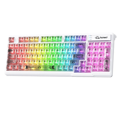 ZIYOU LANG M95 Wired Gaming Keyboard with Transparent Membrane, Clear Keycaps, Rainbow RGB Backlighting, Side Light Bar, 94 Silent Keys with Mechanical Feel, 26-Key Anti-Ghosting, Compatible with Mac and PC