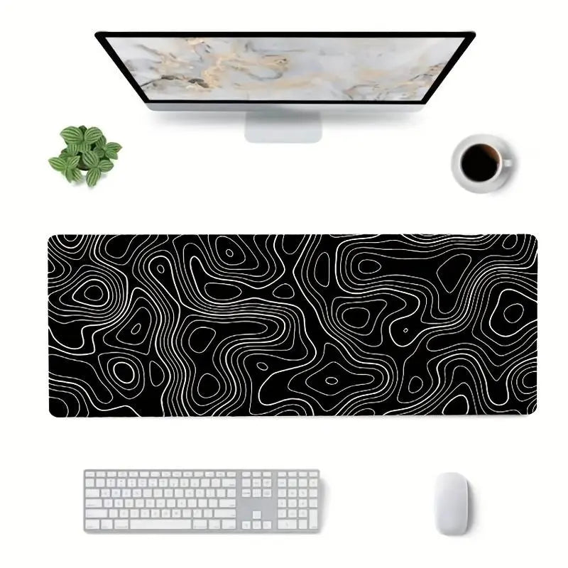 Line Pattern Cozy Gaming Mouse Pad, Large Size Mouse & Keyboard Mat with Stitched Edge, Non-Slip Desk Mat for Home Office, Non Slip Mousepad, Office Accessories