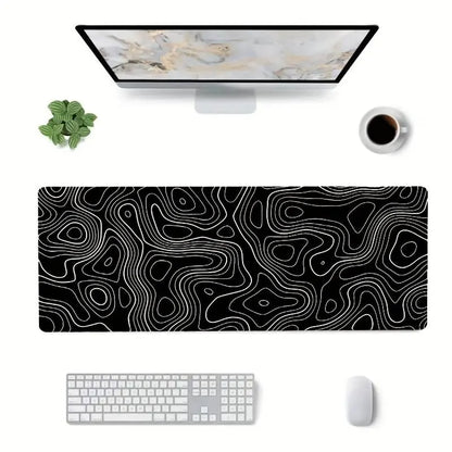 Line Pattern Cozy Gaming Mouse Pad, Large Size Mouse & Keyboard Mat with Stitched Edge, Non-Slip Desk Mat for Home Office, Non Slip Mousepad, Office Accessories