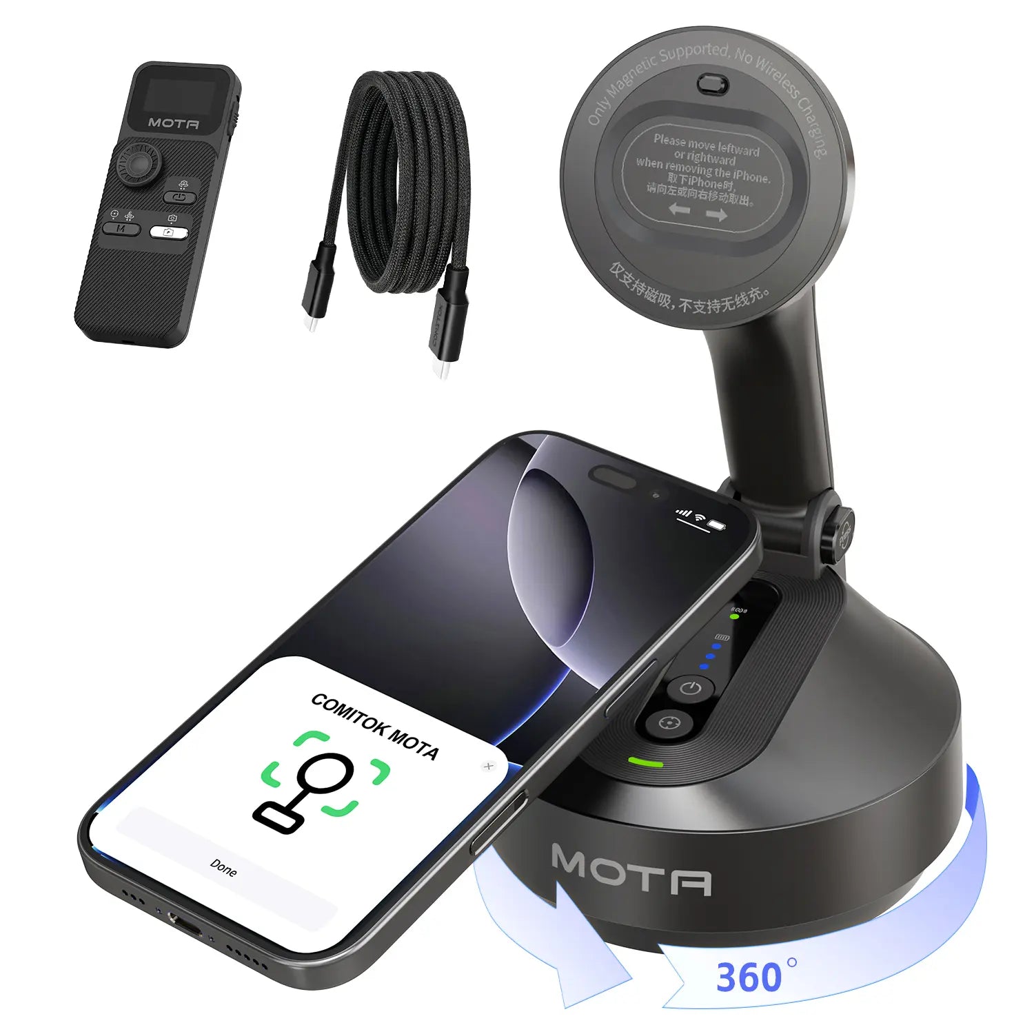COMITOK Gimbal Stabalizer 3-Axis Handheld Phone Stabilizer for Smartphone with Fill Light, Active Rotating Automatic Face Tracking, Anti-Shake Shooting Desktop Stand for Video Recording, Tripod for Iphone & Android, Selfie Accessories