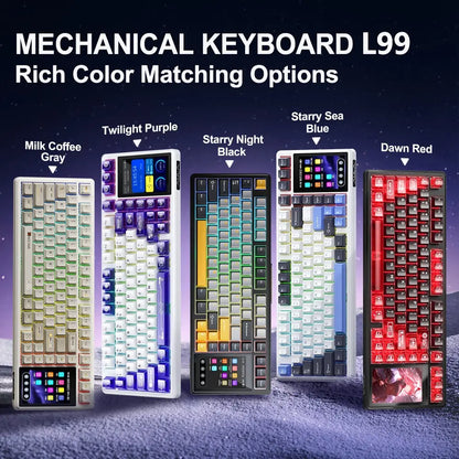 Aula L99 Tri-Mode Mechanical Wireless Gaming Keyboard - 84 Keys with Display, RGB Lighting, Hot Swappable Switches, High Battery Capacity, Compatible with Windows, Mac, and iOS