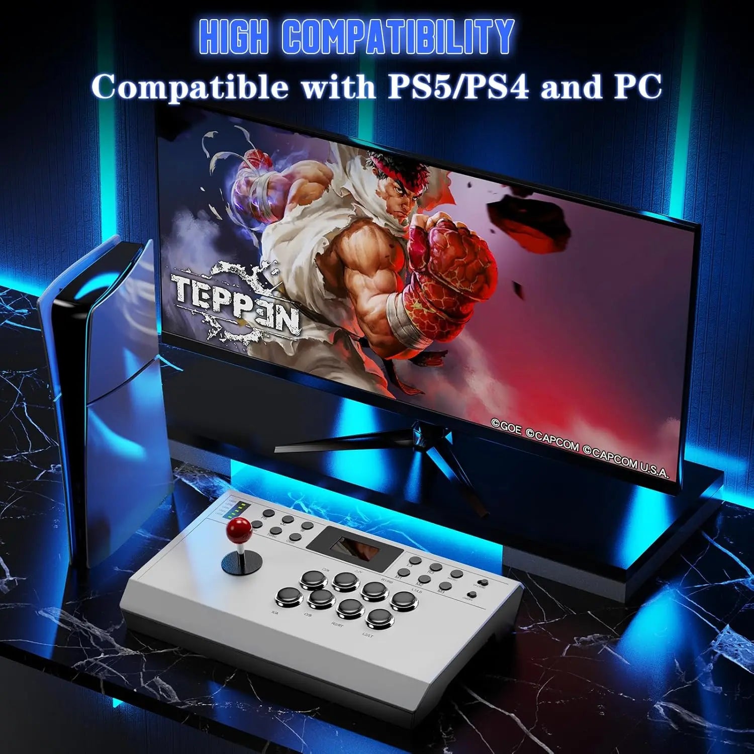 Nonbliep Wired Arcade Stick for PlayStation 5, PS4, PC, and Android - Featuring Programmable Functions, Turbo Mode, and 9.8FT Braided Cable