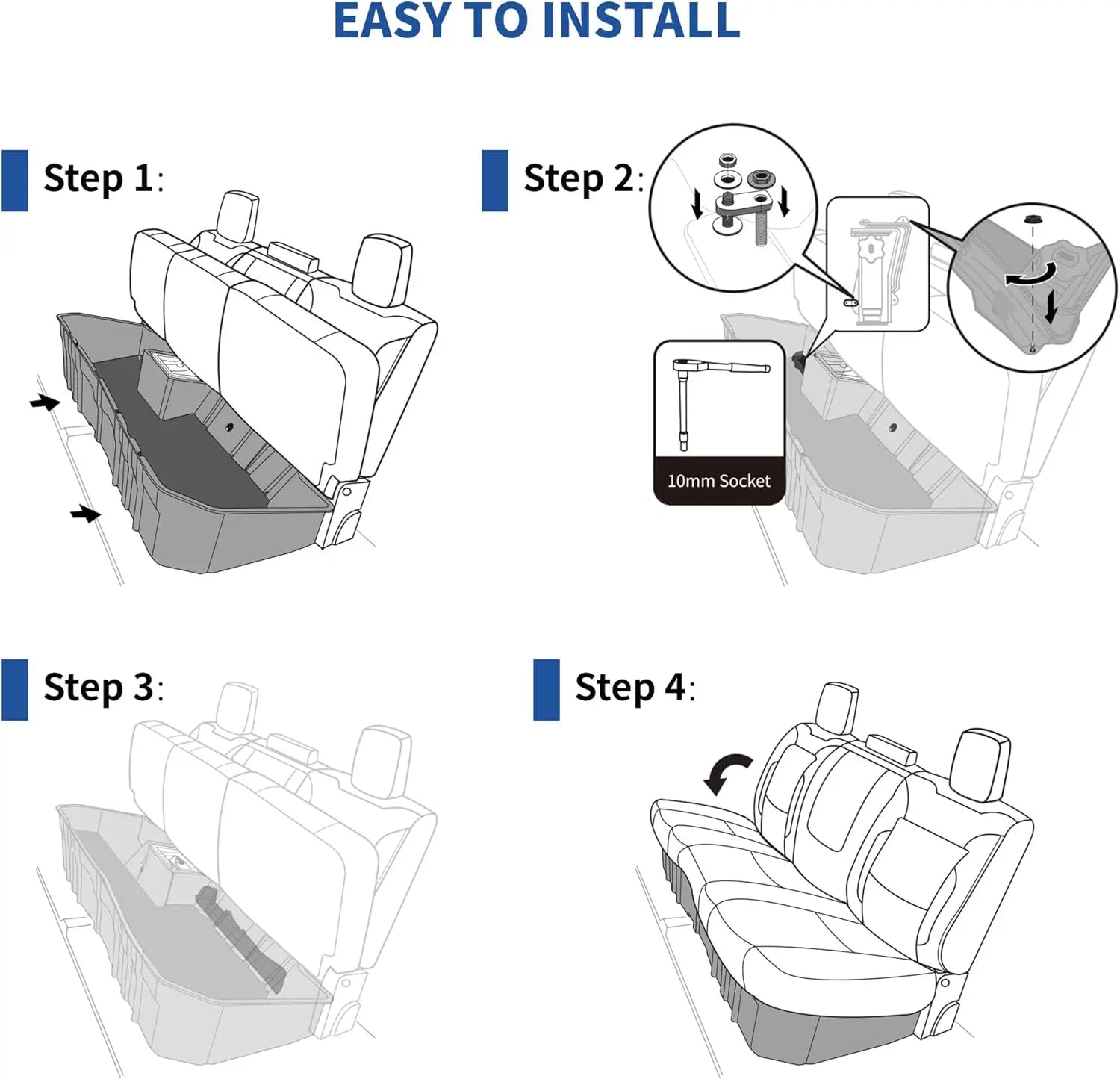 OEDRO Enhanced Under Seat Storage Box Compatible with 2019-2026 Chevy Silverado/GMC Sierra 1500 and 2020-2026 Silverado/Sierra 2500HD 3500HD Double Cab & Crew Cab, 2-In-1 Black Tool Box