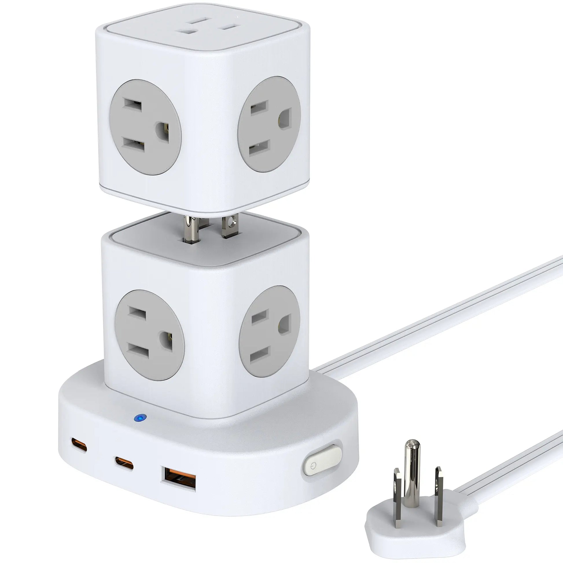 Tower Power Strip with 9 Outlets 3 USB (2 USB C), Surge Protector Tower 1250W/10A, 1700J, 5Ft Removable Multiple Outlets Power Strip Tower, Ideal for Dorms, Home Office, Travel, Hotels Outletplugs