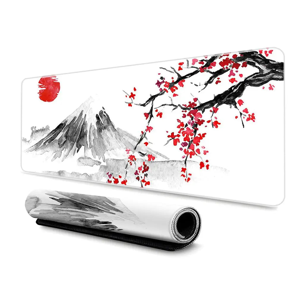 Cherry Blossom Design Rectangular Mouse Pad with Non-Slip Rubber Base, Washable for Office, Work, and Gaming Use