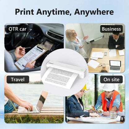 Inkless Portable Bluetooth Thermal Printer – Wireless Printing Solution for Travel, Home & Office, Compatible with iOS, Android, and Laptops, Supports 8.5x11 US Letter & A4 Thermal Paper, No Ink Required, Ideal Gift Option