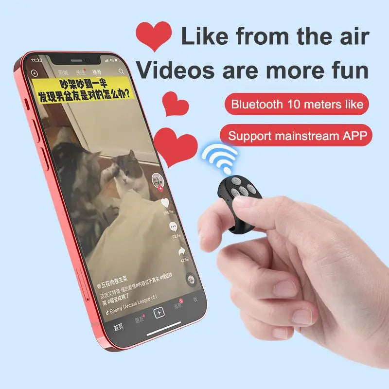 Wireless Remote Control Ring: Versatile Selfie Video Controller and Automatic Page Turner for Mobile Applications