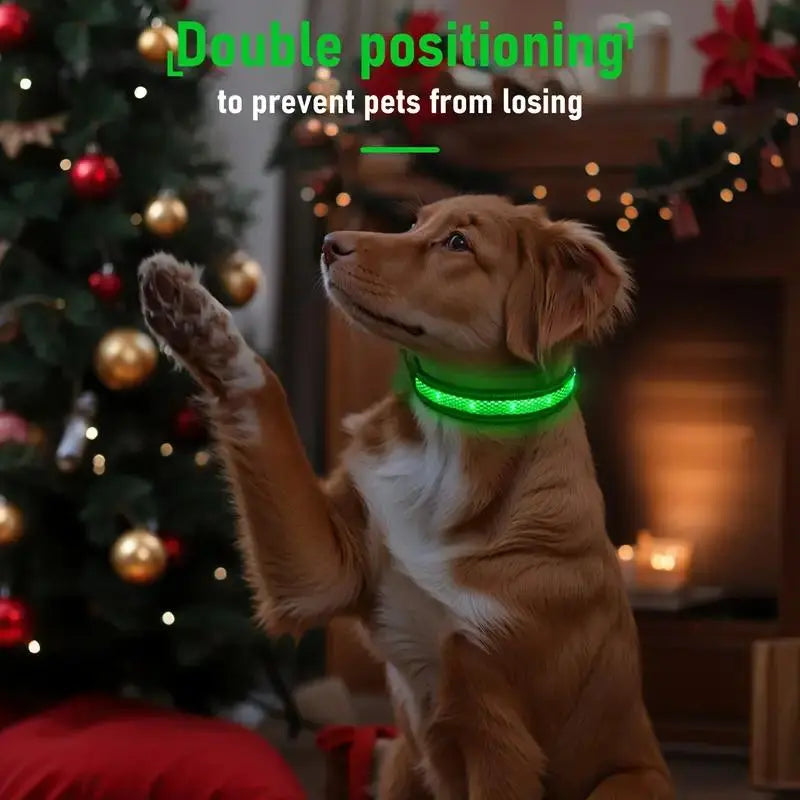 Rechargeable LED Pet Tracker Collar with Safety Light, Smart Mini Tracker Compatible with Apple Find My iOS, USB PD Charging, and QR Code Dog Tag Holder