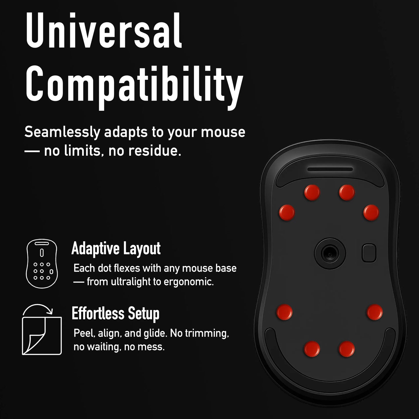 Flashbeyond 60 Dot Mouse Skates – PTFE for Glass Mousepad | Adjustable Glide & Precision Control | Easy Apply | Crimson Red