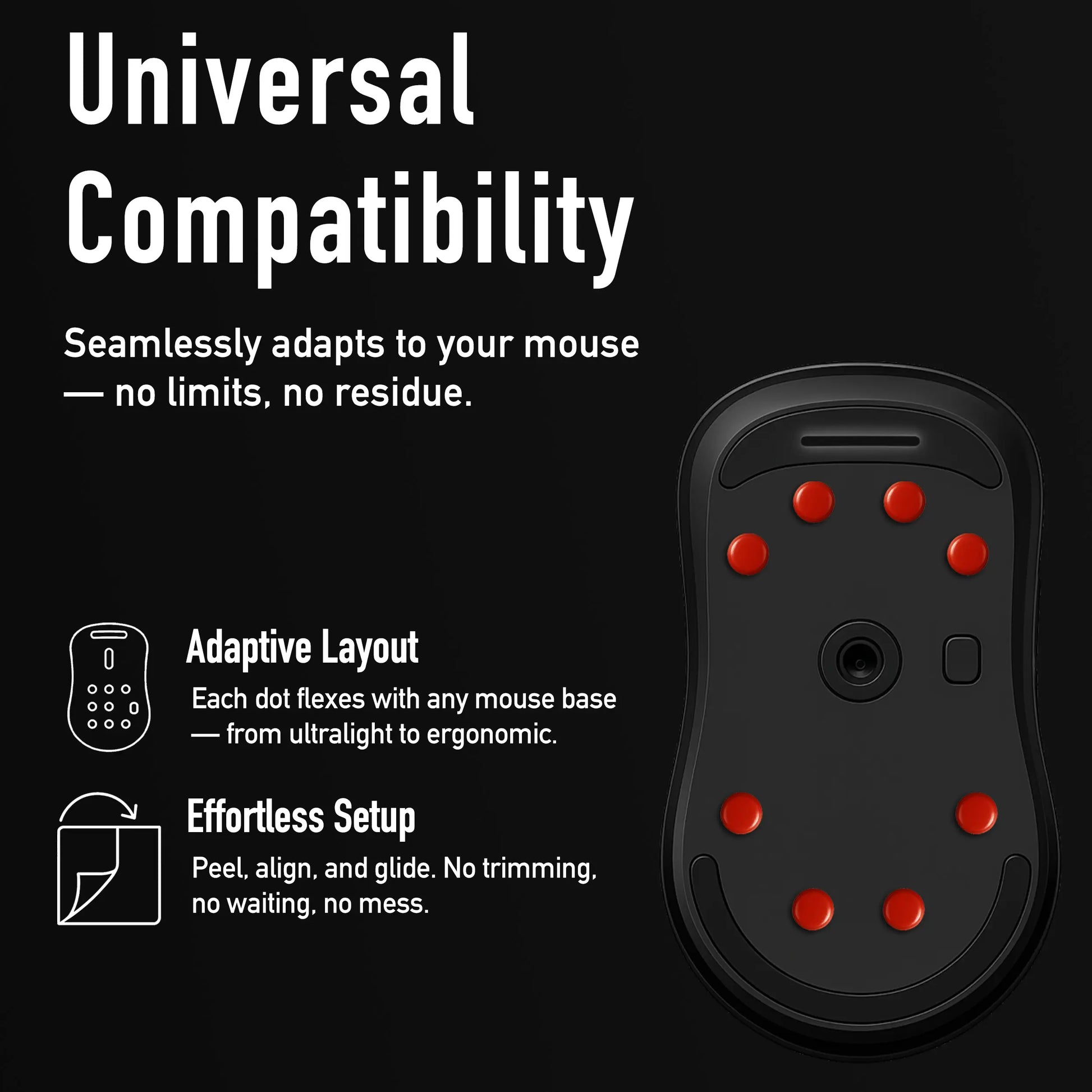 Flashbeyond 60 Dot Mouse Skates – PTFE for Glass Mousepad | Adjustable Glide & Precision Control | Easy Apply | Crimson Red