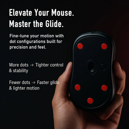 Flashbeyond 60 Dot Mouse Skates – PTFE for Glass Mousepad | Adjustable Glide & Precision Control | Easy Apply | Crimson Red