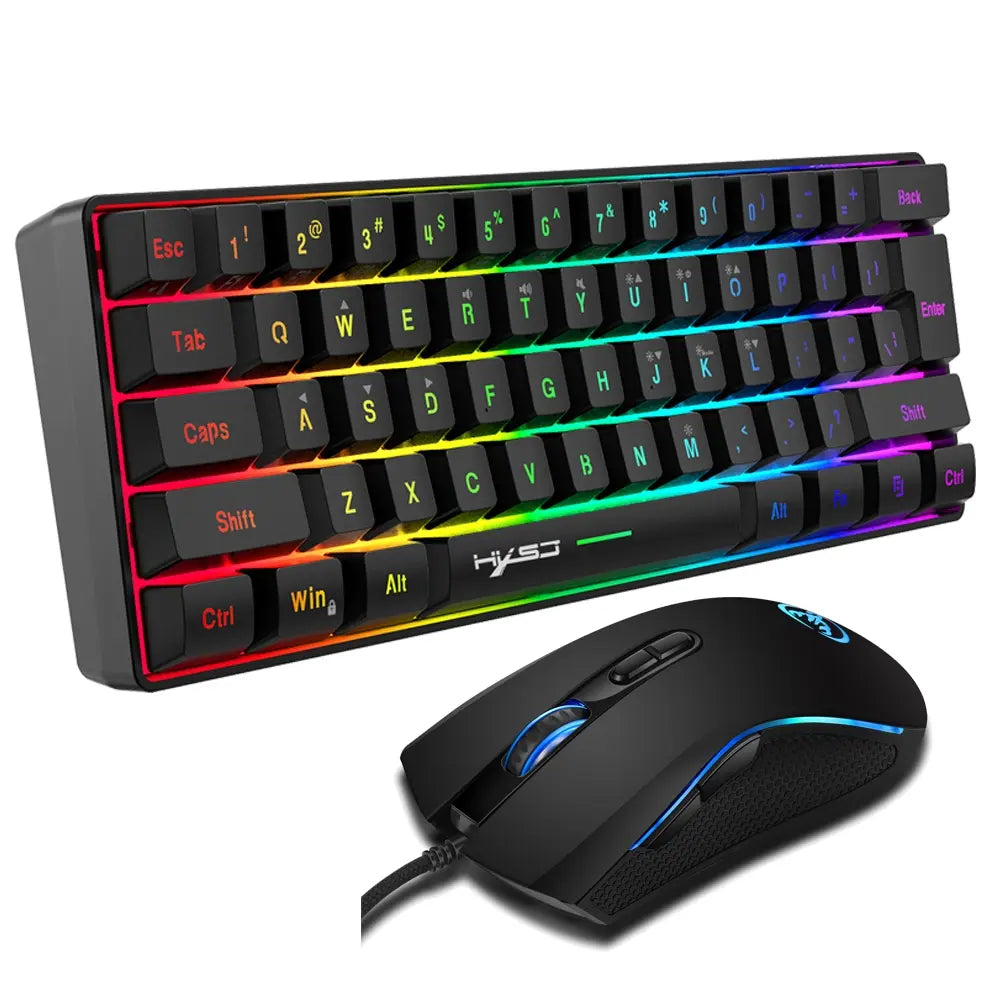 Gaming Keyboard & Mouse Combo - 61 Keys, Compact RGB Wired Keyboard Mouse, Ergonomic Design RGB Backlight Keyboard for PS4, Xbox, PC, Laptop, Mac, Mini, Keyboard, Gaming Setup Accessories