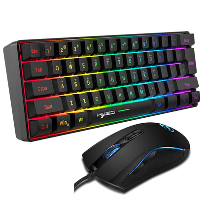 Gaming Keyboard & Mouse Combo - 61 Keys, Compact RGB Wired Keyboard Mouse, Ergonomic Design RGB Backlight Keyboard for PS4, Xbox, PC, Laptop, Mac, Mini, Keyboard, Gaming Setup Accessories