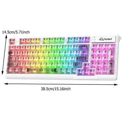 ZIYOU LANG M95 Wired Gaming Keyboard with Transparent Membrane, Clear Keycaps, Rainbow RGB Backlighting, Side Light Bar, 94 Silent Keys with Mechanical Feel, 26-Key Anti-Ghosting, Compatible with Mac and PC