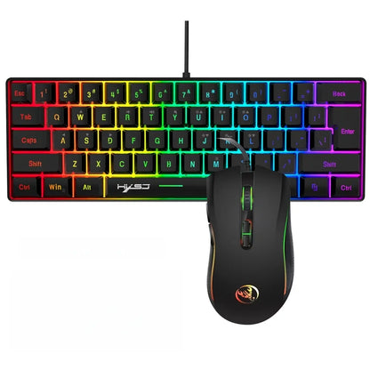 Gaming Keyboard & Mouse Combo - 61 Keys, Compact RGB Wired Keyboard Mouse, Ergonomic Design RGB Backlight Keyboard for PS4, Xbox, PC, Laptop, Mac, Mini, Keyboard, Gaming Setup Accessories