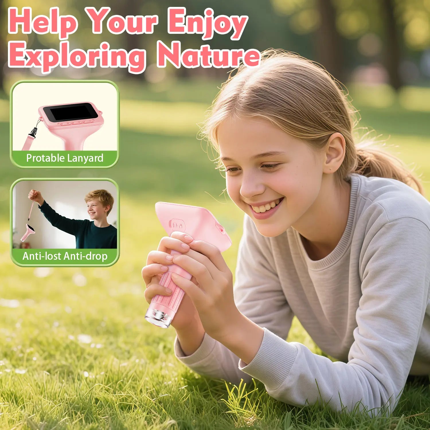 ASPOVEN 4K Upgraded Mini Pocket Digital Microscope with 3" Screen, Rechargeable Educational Tool for Children Ages 4-12, Ideal STEM Learning Gift for Boys and Girls