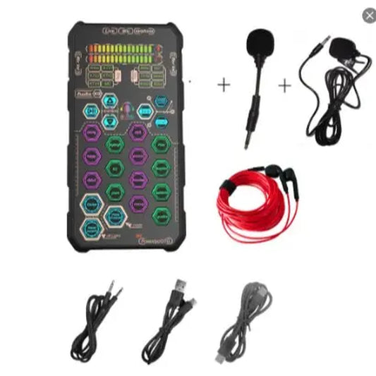 HOSABELY SK9 Wired Compact Handheld Live Sound Card Set – Portable Audio Interface with Microphone Connectivity for PS5, PC, Android, and iPhone Streaming