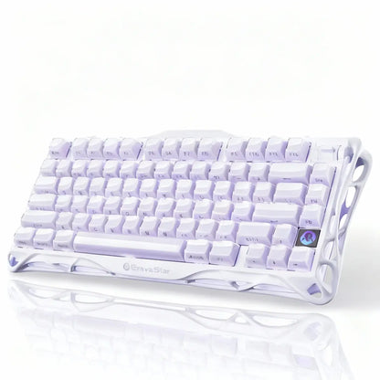 Gravastar Mercury K1 Wireless Mechanical Gaming Keyboard - Lavender Purple, Aluminum Alloy Design, Gasket Hot-Swap Sockets, Linear Switches, RGB Backlighting