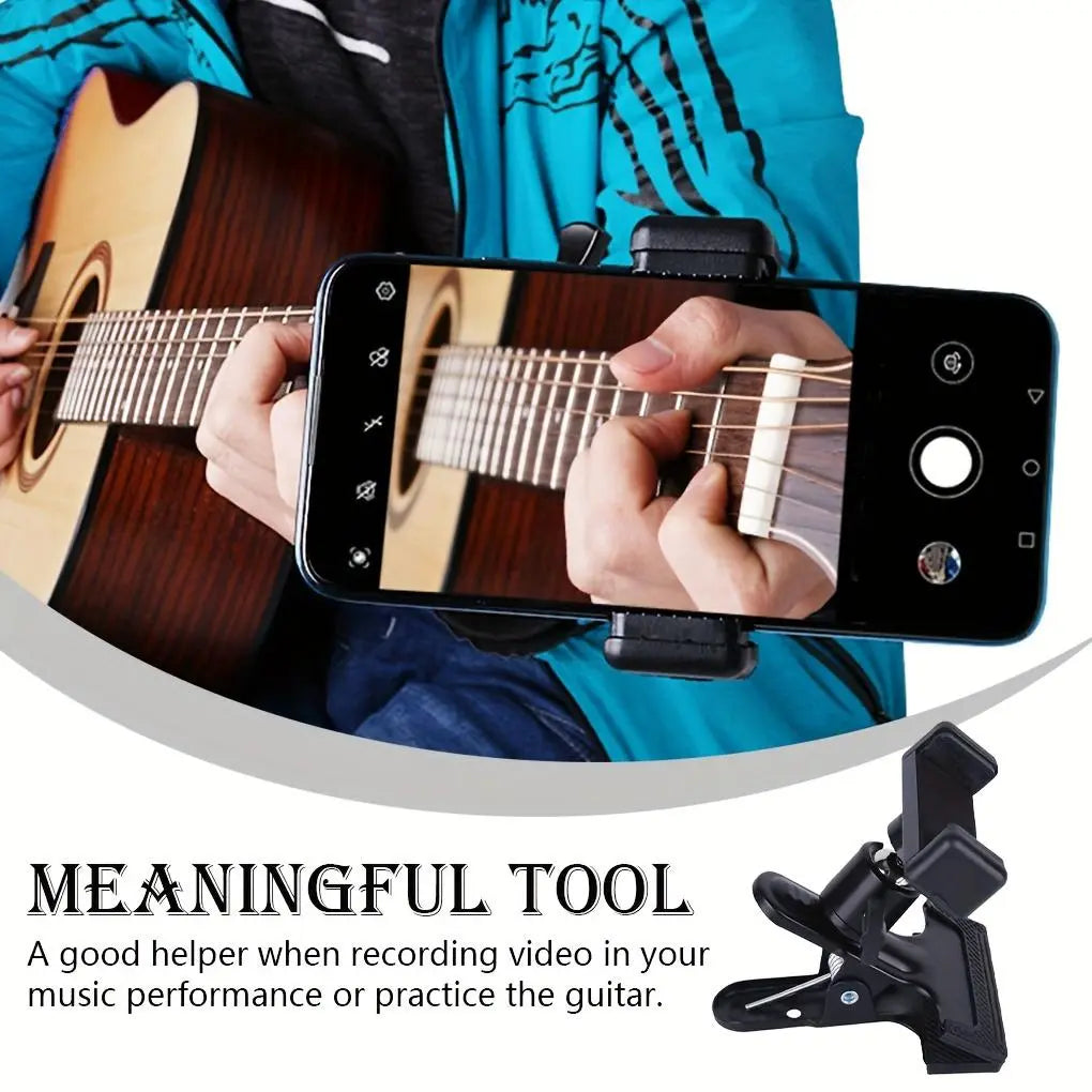 Adjustable Guitar Head Clamp, 360 ​​Degree Rotating Guitar Phone Holder, Portable Durable Creative & Efficient Music Accessory, Electric Guitar