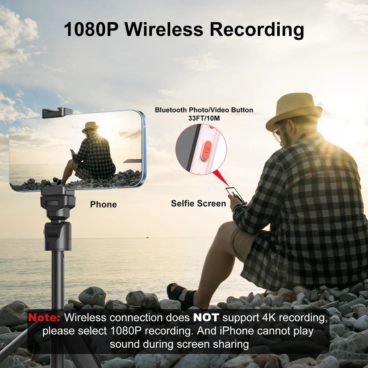 Newmowa Magnetic Phone Vlog Selfie Monitor Screen, Only for Iphone, 1080P Wireless Recording, Using Phone Back Camera for Selfie Vlog Live Stream Tiktok, (Support 4K 30Fps Wired Recording) #Summervibes,Summerwins