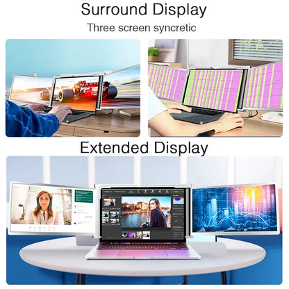Dual-Screen Laptop Extender, [M1/M2/M3/Windows] [Connects with Just One Cable], Laptop Display Extender for Mac/Windows, 1080P | FHD IPS | Ultra-Thin Bezel, Type-C/Usb Powered, S400 Gray.