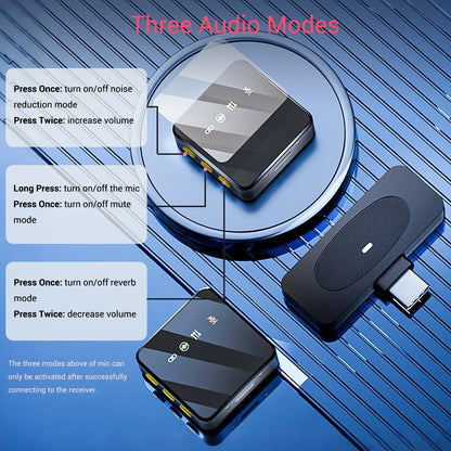 Wireless Magnetic Lavalier Microphone Set - USB Rechargeable Clip-On Mic for Video Recording, Teaching, Interviews, Podcasts, Conferences, and Vlogs