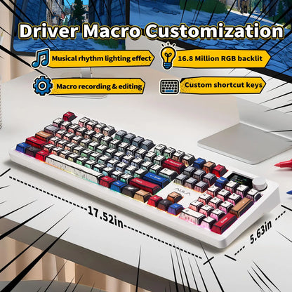 [Urtechdaddy-Edtion]Aula F106 PRO Wireless Mechanical Keyboard,Full Size Gaming Keyboard with Hot Swappable Knob & Screen,Tri-Mode RGB Backlit with 8000Mah for Pc/Laptop/Windows