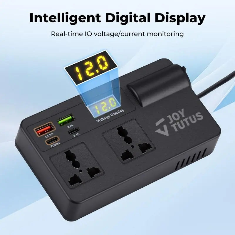 3-Day Delivery JOYTUTUS 2026 Car Truck Inverter 12V-24V to 220V with Smart Chip QC3.0 Fast Charging for Laptops, Tablets, and Phones - Includes USB Ports and Wireless CarPlay Adapter