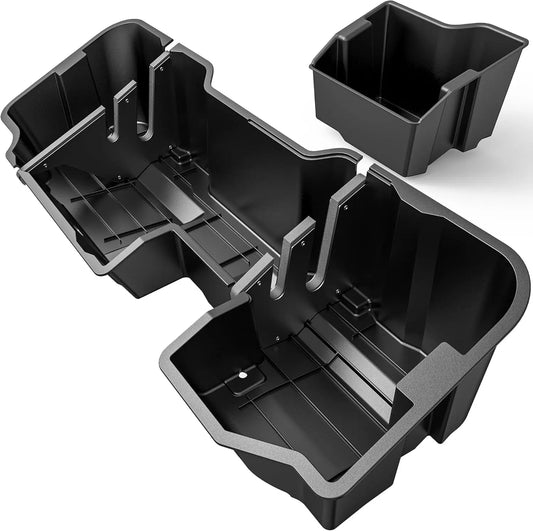OEDRO Enhanced Under Seat Storage Box Compatible with 2019-2026 Chevy Silverado/GMC Sierra 1500 and 2020-2026 Silverado/Sierra 2500HD 3500HD Double Cab & Crew Cab, 2-In-1 Black Tool Box