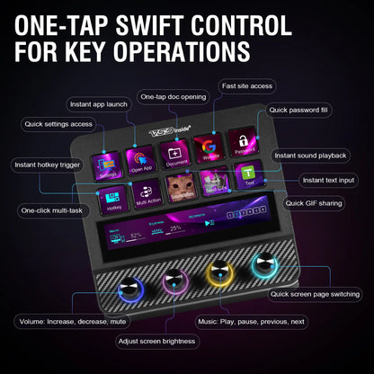 Vsdinside N4 Pro - All-in-One Customizable Keyboard Control Center with 10 LCD Keys, 4 Smart Knobs, and Touch Bar for Gaming, Streaming, and Content Creation on Mac & Windows