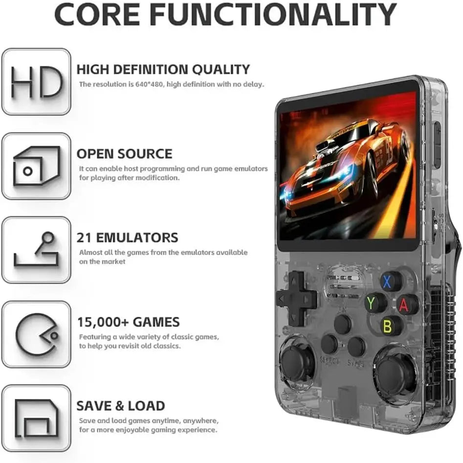 R36S Retro Video Handheld Game Console with Linux System 3.5 in IPS Screen 3000Mah Battery 32G+64G TF Card Pre-Installed Games for Christmas, Thanksgiving, Holiday Gift