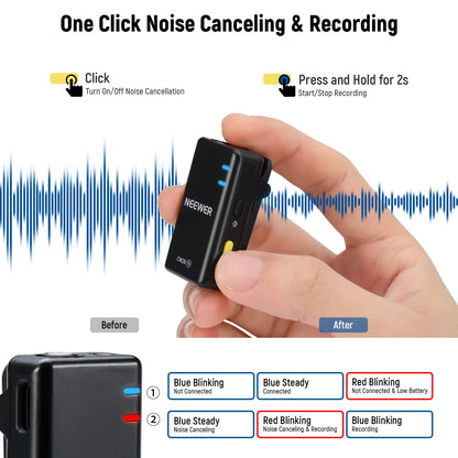 NEEWER CM28 Wireless Lavalier Microphone with Charging Case and OTG Adapter, Compatible with iPhone, Android, PC, and Camera - Ideal for Vlogging and Interviews