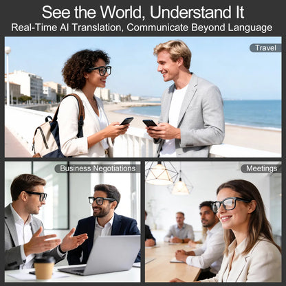 Smart AI Camera Glasses with 8MP Photochromic Lenses, Touch Button Adjustment for Hands-Free Photography, Real-Time Translation in 160+ Languages, Bluetooth Connectivity, and UV Protection for Outdoor Adventures