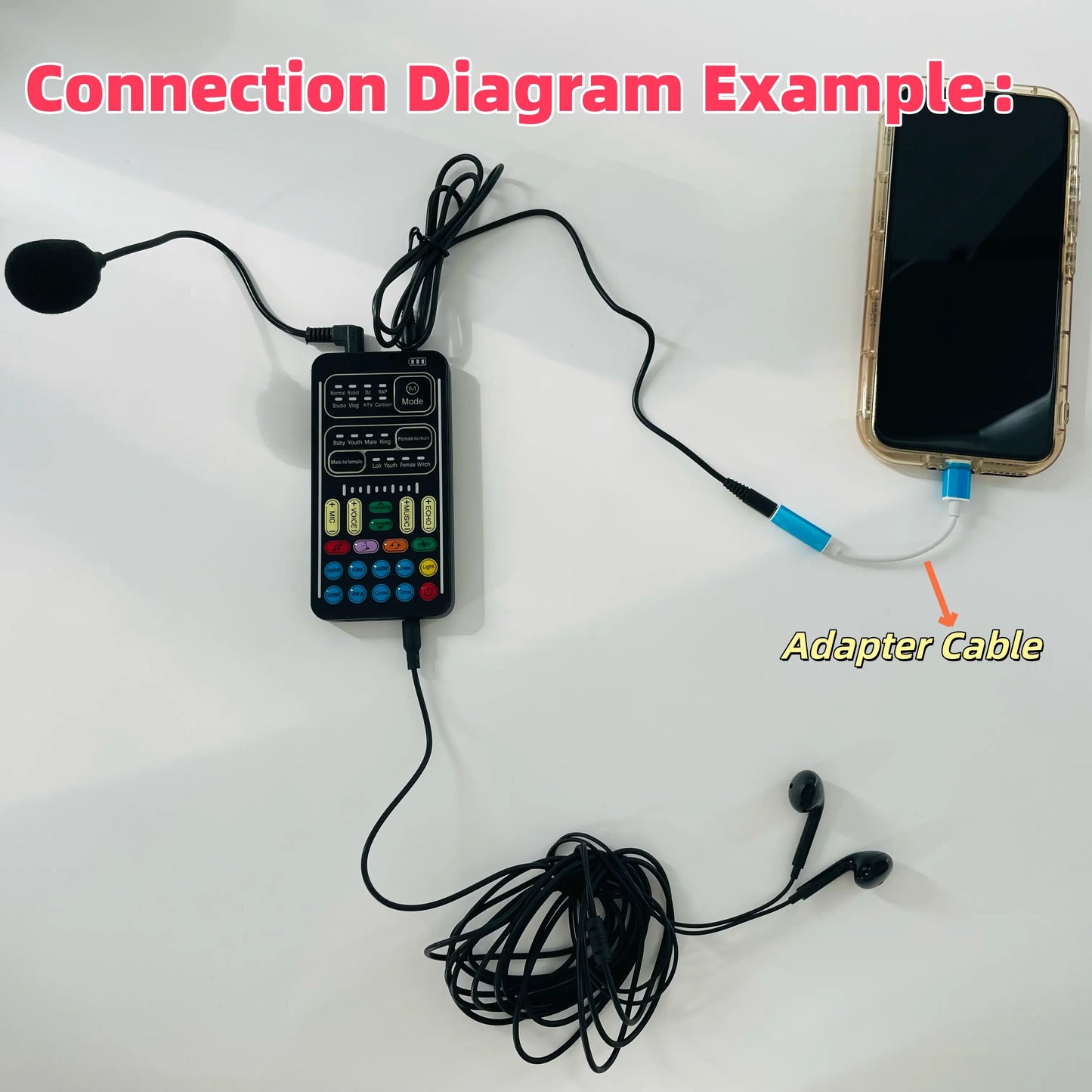 I9 Sound Converter with 16 Voice Modulations, 8 Fixed Sound Effects, and 10 Electronic Music Modes - Compatible with Apple, Android, PS4/PS5, Xbox, PC, and Laptop